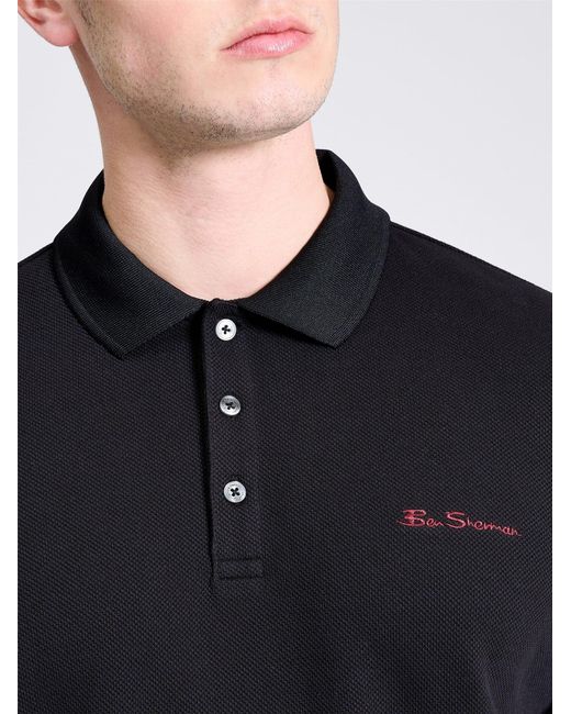 Ben Sherman Multicolor Stripe Cuff Polo In Black for men