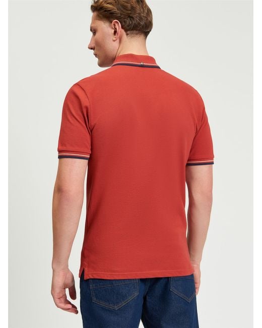 Ben Sherman Short Sleeve Signature Pique Polo In Bright Red for men