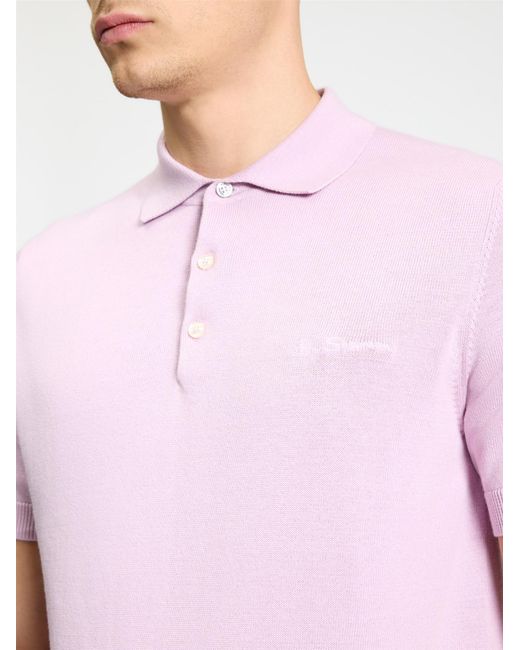 Ben Sherman White Signature Short Sleeve Polo In Lilac for men
