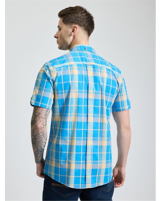 Ben Sherman Blue Short Sleeve Check Shirt In for men