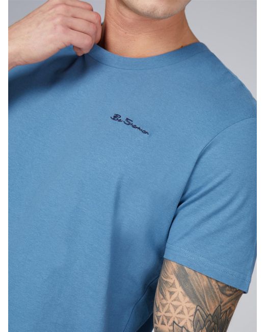 Ben Sherman Blue Chest Embroidery Tee for men