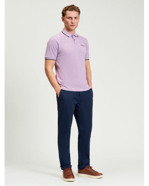 Ben Sherman Short Sleeve Signature Pique Polo In Purple for men
