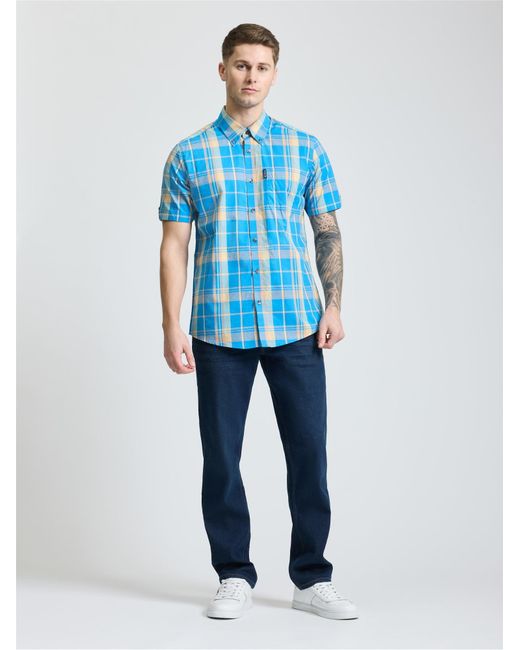 Ben Sherman Blue Short Sleeve Check Shirt In for men