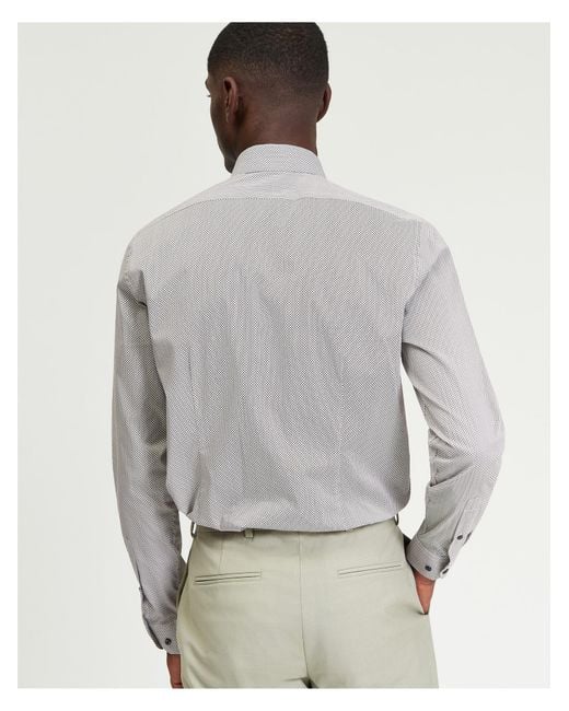 Ben Sherman Gray Mini Mod Geo Shirt In Tan for men
