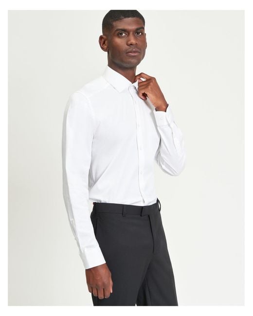 Ben Sherman White Stretch Sateen Plain Shirt In for men