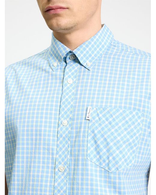 Ben Sherman Short Sleeve House Check In Lake Blue for men