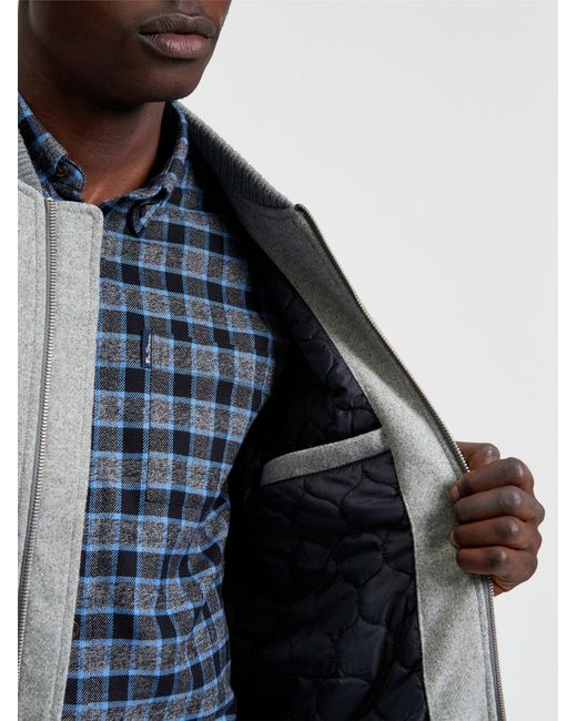 Ben Sherman Gray Wool Melange Bomber In Grey for men