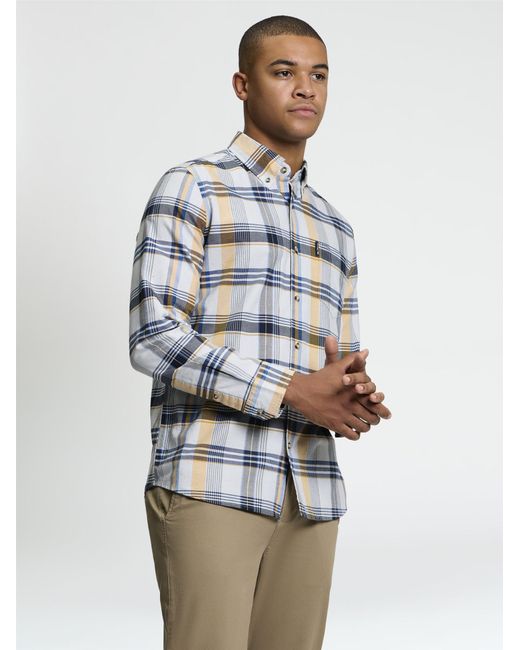 Ben Sherman Long Sleeve Irregular Oxford Check Shirt In Light Blue for men