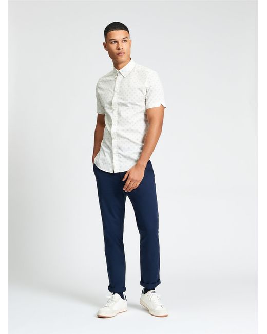 Ben Sherman Blue Short Sleeve Scattered Geo Print Shirt In Sage for men