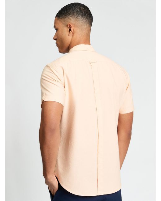 Ben Sherman Blue Short Sleeve Signature Oxford Shirt In New Orange for men