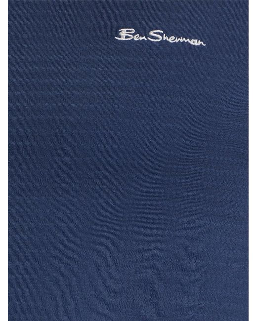 Ben Sherman Short Sleeve Jacquard Tshirt In Blue Denim for men