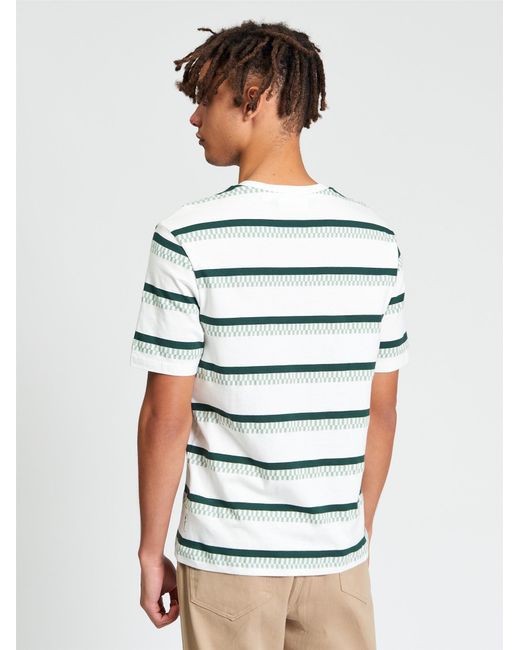Ben Sherman Short Sleeve Jacquard Stripe Tshirt In Snow White for men