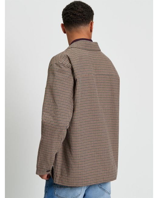Ben Sherman Blue Check Jacket In Light Brown for men
