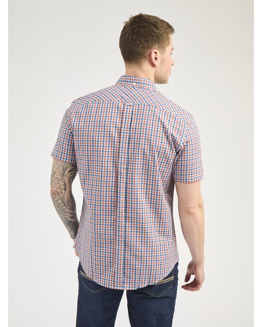 Ben Sherman Blue Short Sleeve House Check Shirt for men