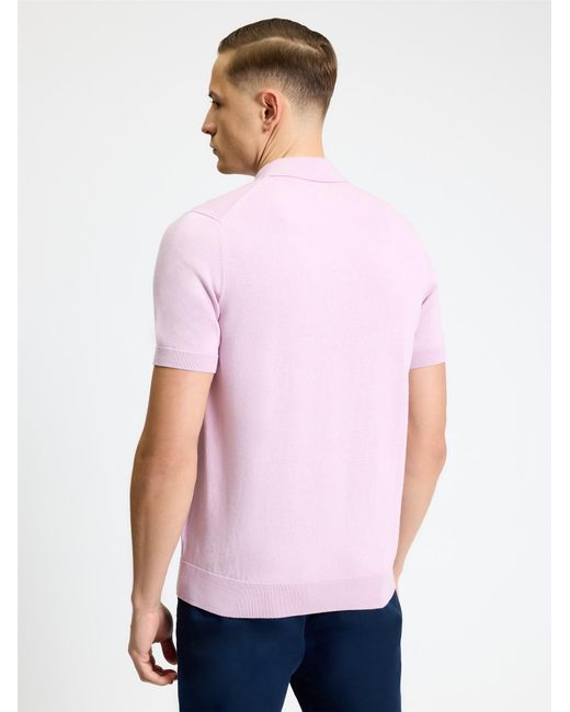 Ben Sherman White Signature Short Sleeve Polo In Lilac for men