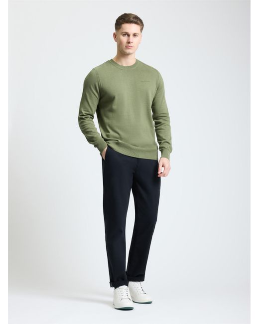 Ben Sherman Green Long Sleeve Crew Neck & Shoulder Stitch In Olive for men