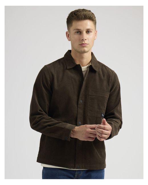 Ben Sherman Black Cord Trucker Overshirt In Brown for men