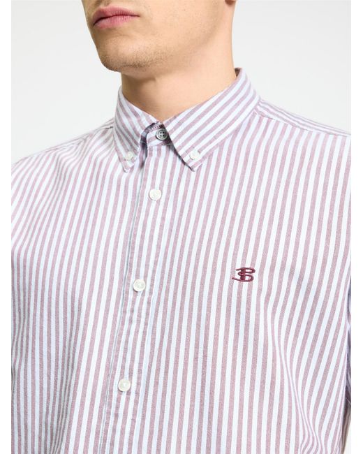 Ben Sherman White Short Sleeve Oxford Stripe Shirt In for men