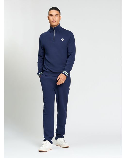 Ben Sherman Blue Textured Half Zip In for men