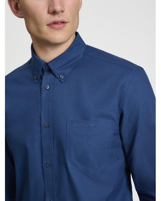 Ben Sherman Long Sleeve Oxford Shirt In Royal Blue for men