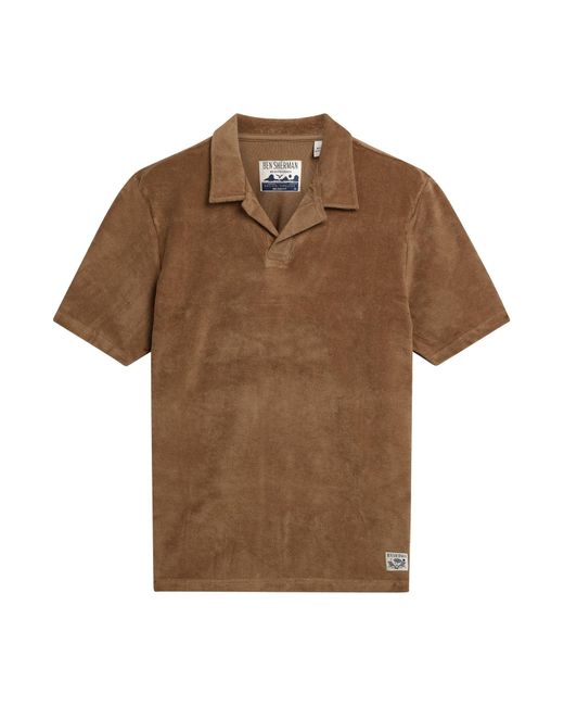 Ben Sherman Blue Short Sleeve Towelling Polo In Light Brown for men