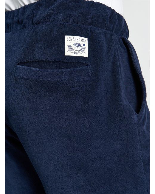 Ben Sherman White Towelling Short In Dark Navy for men