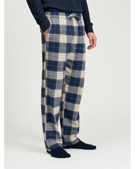 Ben Sherman Blue Brushed Oversized Tartan Trouser In Mid Grey for men
