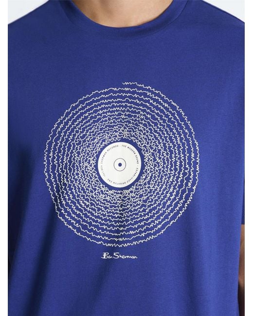 Ben Sherman Sound Waves Record Tee In Persian Blue for men