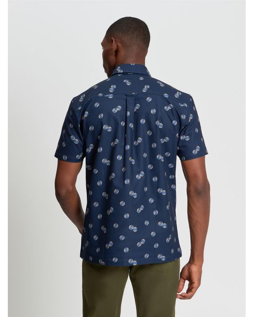 Ben Sherman Blue Fluid Spot Print Shirt In Dark Navy for men
