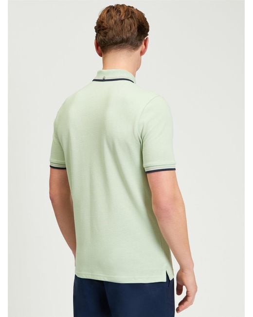 Ben Sherman Blue Short Sleeve Signature Pique Polo In Pistachio for men