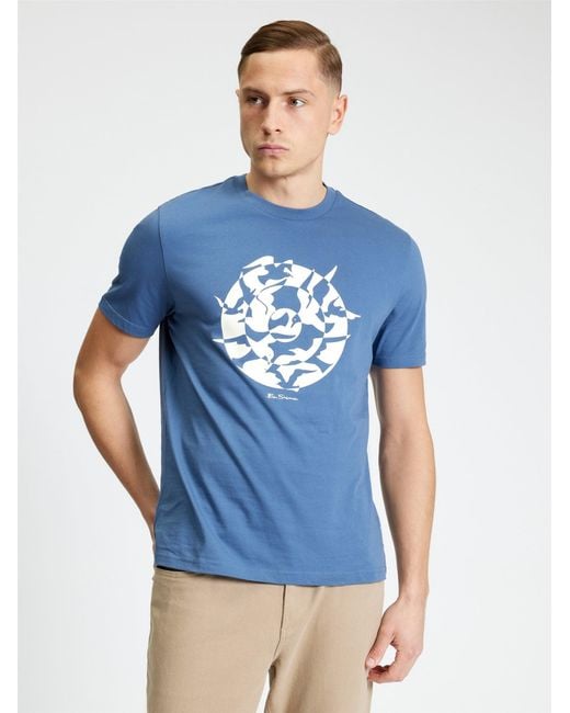 Ben Sherman Blue Short Sleeve Seagull Target Tshirt In Indigo for men