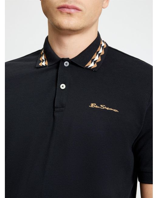 Ben Sherman Blue Collar Interest Polo In Black for men