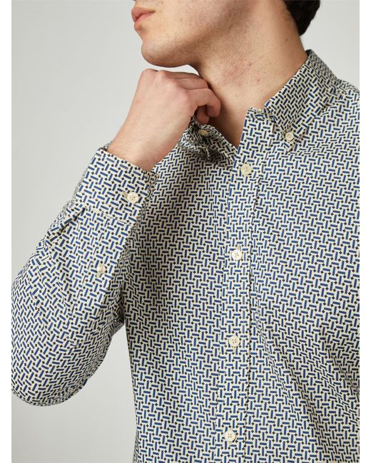 Ben Sherman Gray Split Spot Print Shirt for men