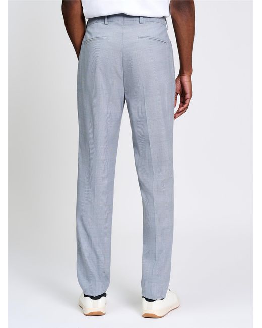 Ben Sherman Prince Of Wales Wool Check Trousers In Light Blue for men