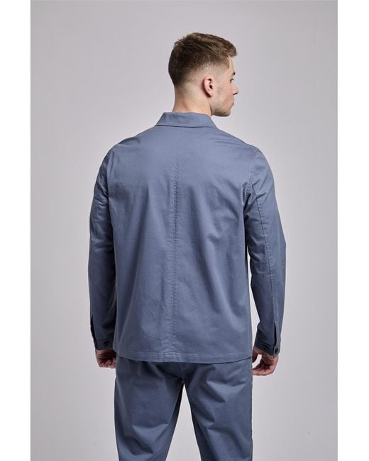 Ben Sherman Summer Twill Chore Jacket In Dusky Blue for men