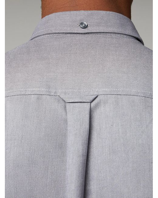 Ben Sherman Gray Long Sleeve Oxford Shirt In Grey for men