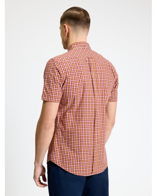 Ben Sherman Red Short Sleeve House Check Shirt In Cherry for men