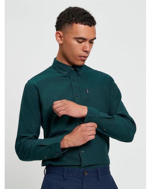 Ben Sherman Long Sleeve Signature Oxford Shirt In Dark Green for men