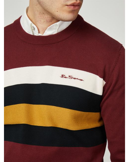 Ben Sherman Red Chest Stripe Crew for men