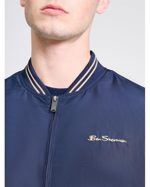 Ben Sherman Blue Rib Bomber In Dark Navy for men