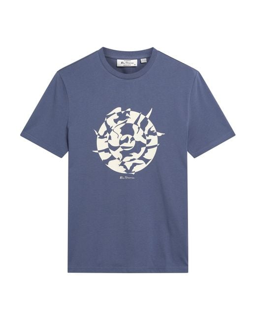 Ben Sherman Blue Short Sleeve Seagull Target Tshirt In Indigo for men