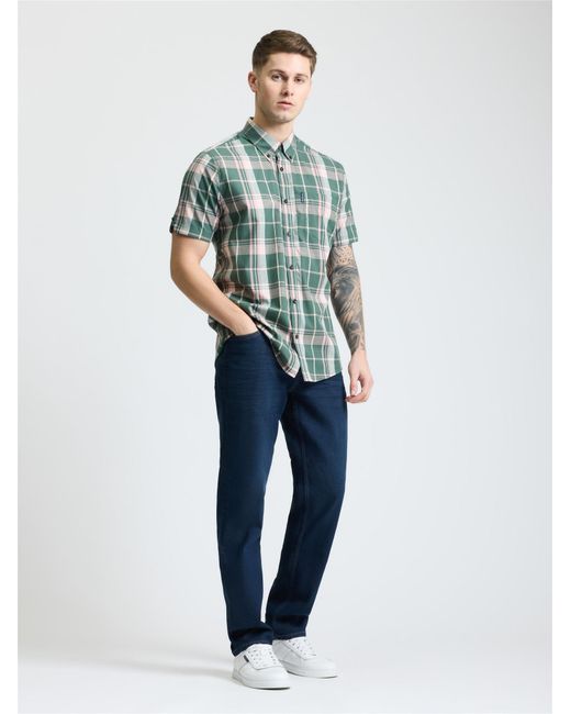 Ben Sherman Blue Short Sleeve Check Shirt In Deep Jungle for men