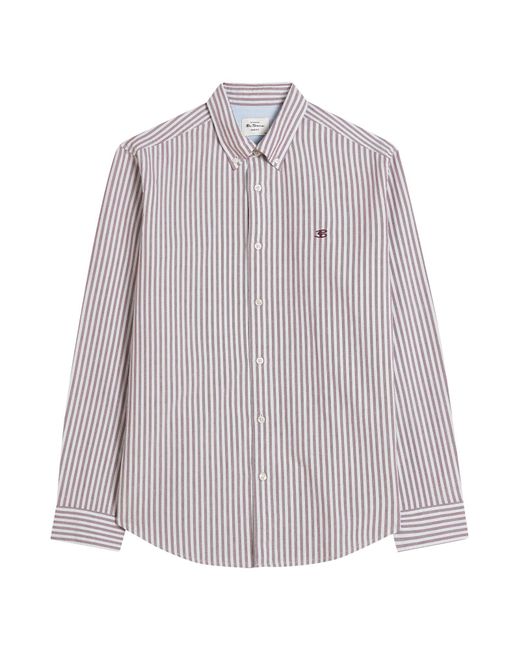 Ben Sherman White Long Sleeve Oxford Stripe Shirt In for men