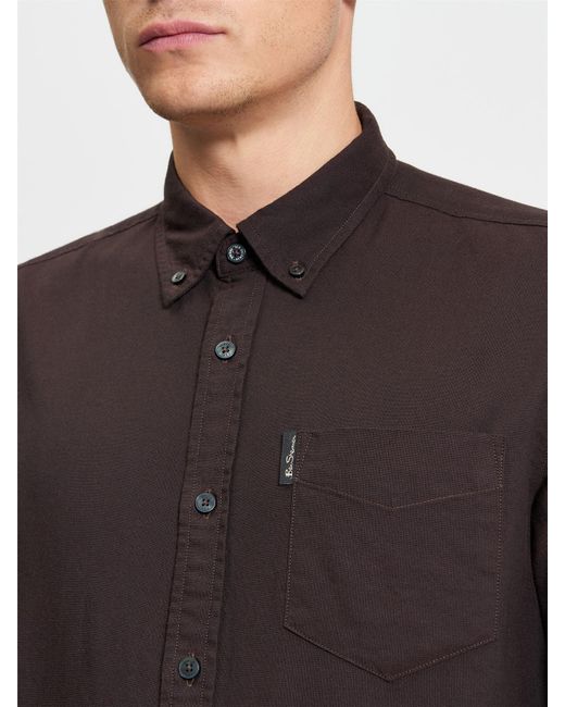 Ben Sherman Black Long Sleeve Signature Oxford Shirt In for men
