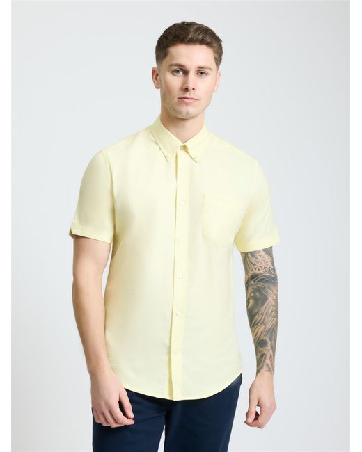 Ben Sherman Blue Short Sleeve Oxford Shirt In Corn for men