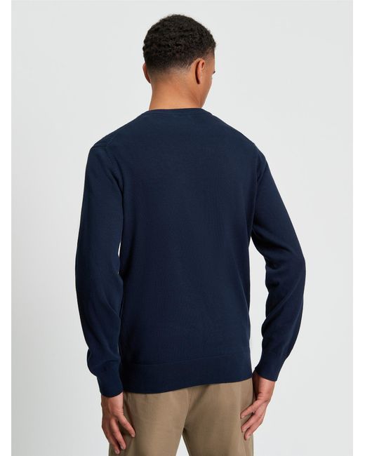 Ben Sherman Blue Textured Front Crew In for men