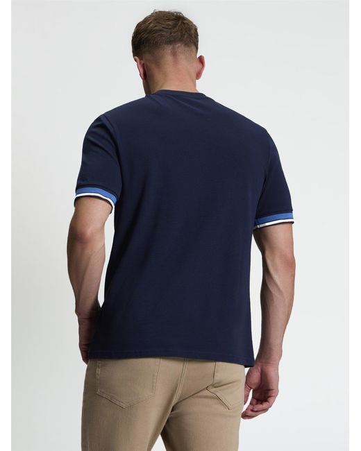 Ben Sherman Blue Short Sleeve Textured Tipped Tshirt In for men