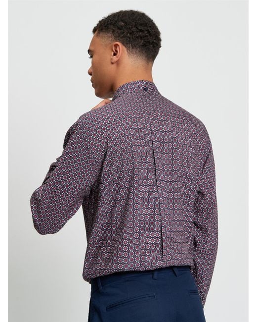 Ben Sherman Purple Foulard Print Shirt In for men