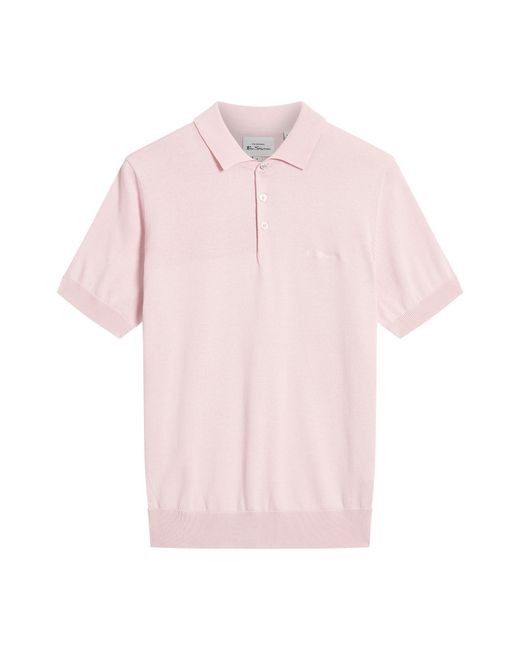 Ben Sherman Blue Short Sleeve Signature Knitted Polo for men
