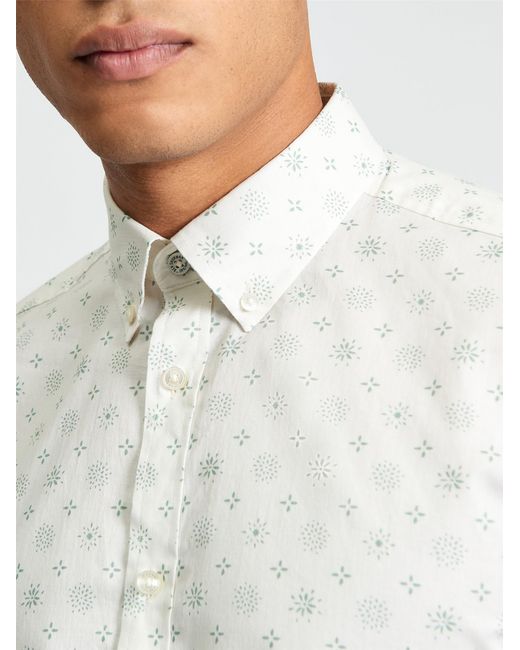 Ben Sherman Blue Short Sleeve Scattered Geo Print Shirt In Sage for men